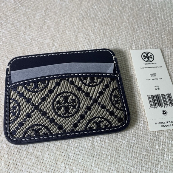 Tory Burch MINI Tory Navy T Monogram Jacquard Tote + Card Case - Picture 13 of 16